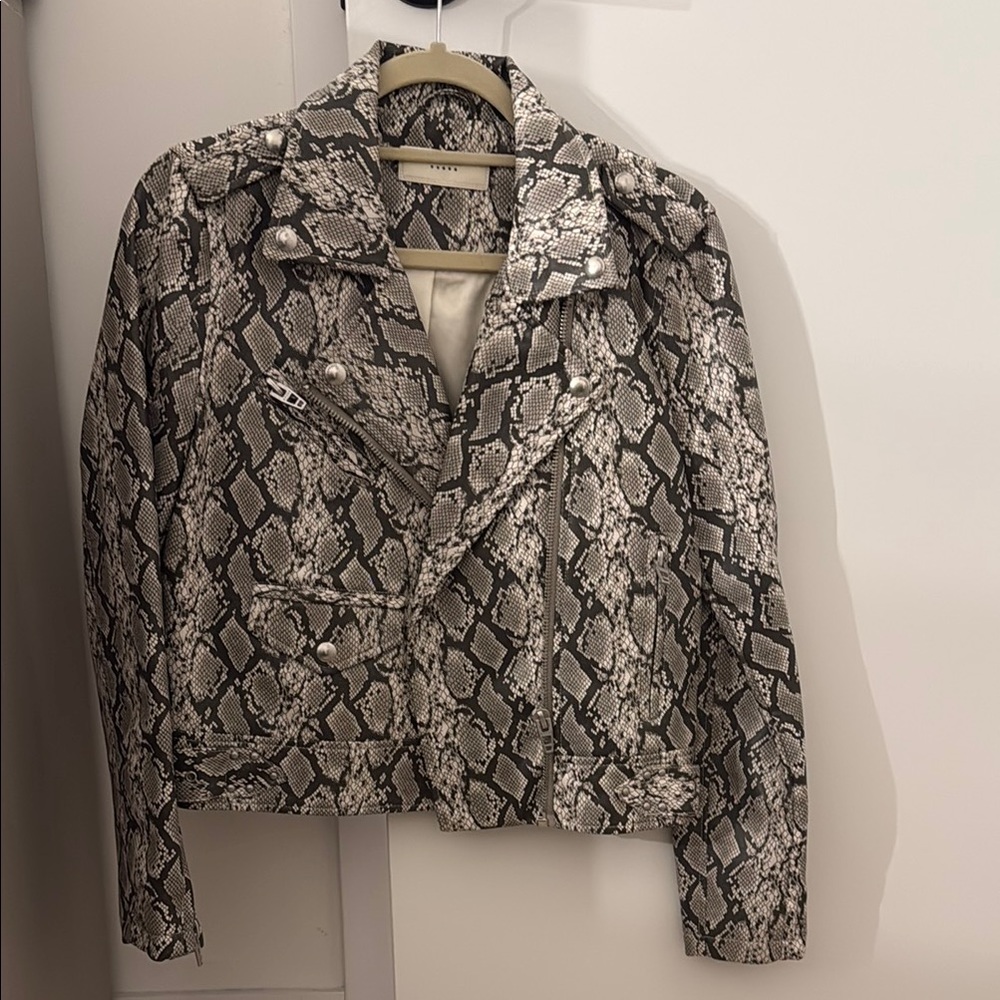 BlankNYC Snakeskin Print Faux Leather Jacket